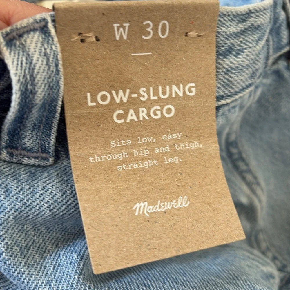 NWT Madewell Low-Slung Straight Cargo Light Wash Jeans Sz 30 - Picture 13 of 15